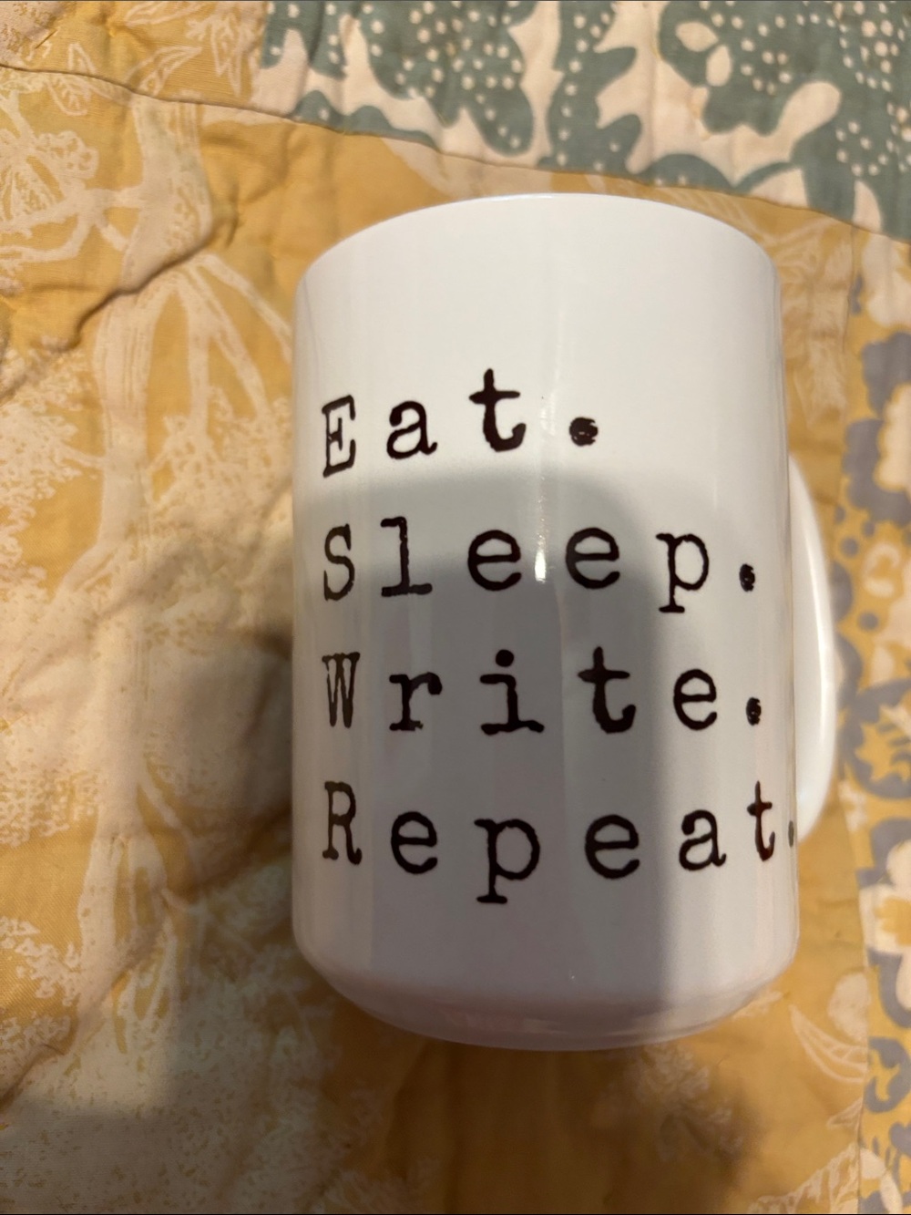 Eat. Sleep. Write. Repeat. White Ceramic Mug - Writer’s Quote